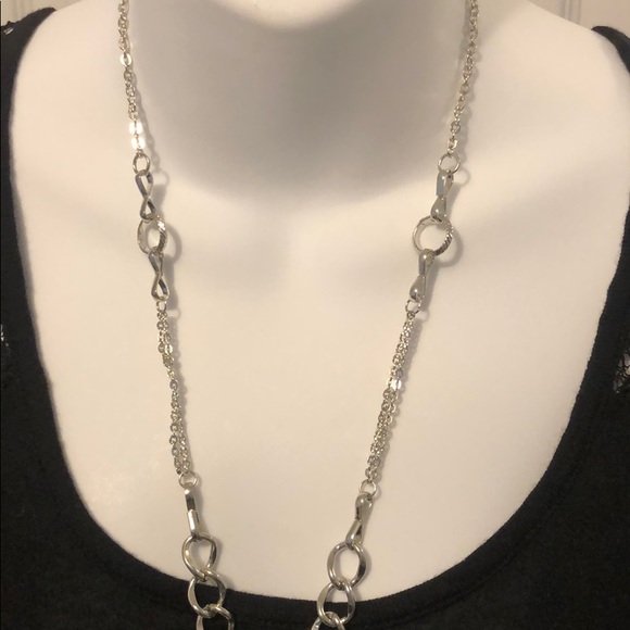 Silver Knot Fringe Necklace and Earring Set - Picture 4 of 8